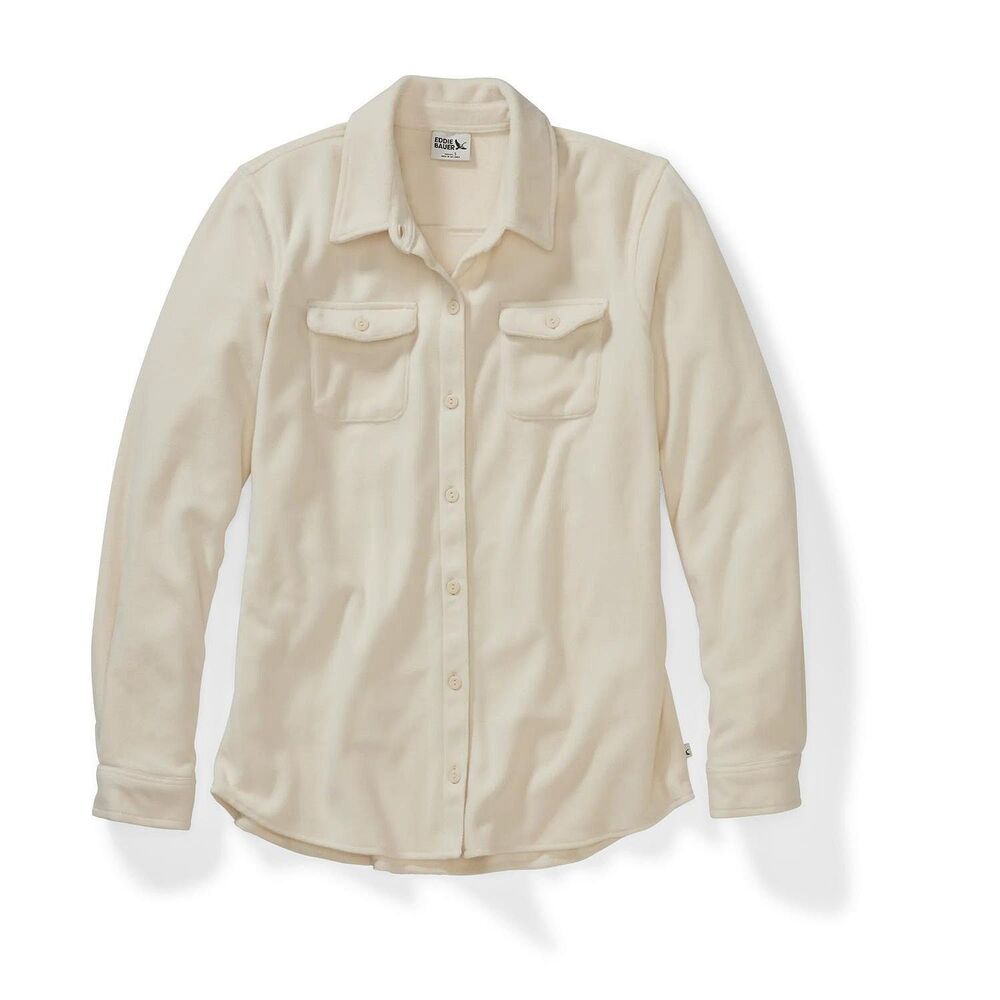 Eddie Bauer Women's Fast Fleece Shirt Jacket Ivory XL Relaxed Fit NEW